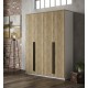 Четырёхдверный платяной шкаф светлое дерево с тёмными ручками — вместительный и стильный